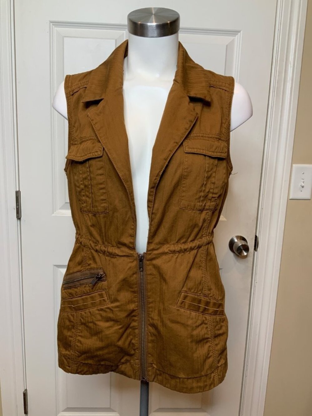 Hei Hei Anthropologie Brown Chino Zip-Up Vest, Size S